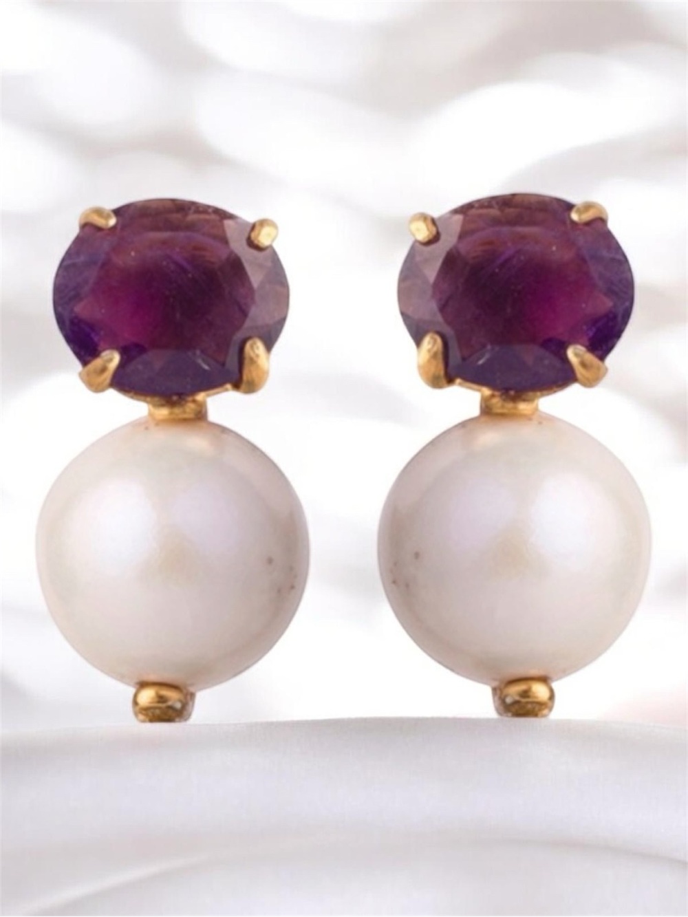 Amethyst & Shell Pearl Earrings